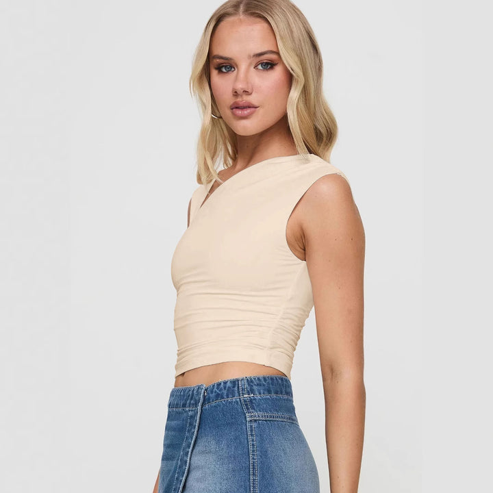 Damer asymmetrisk Crop-Top med særlig udskæring Stilla