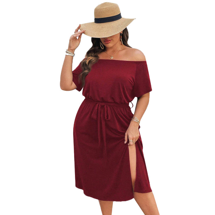Dame casual wrap kjole med off-shoulder design og sidelæg Stilla