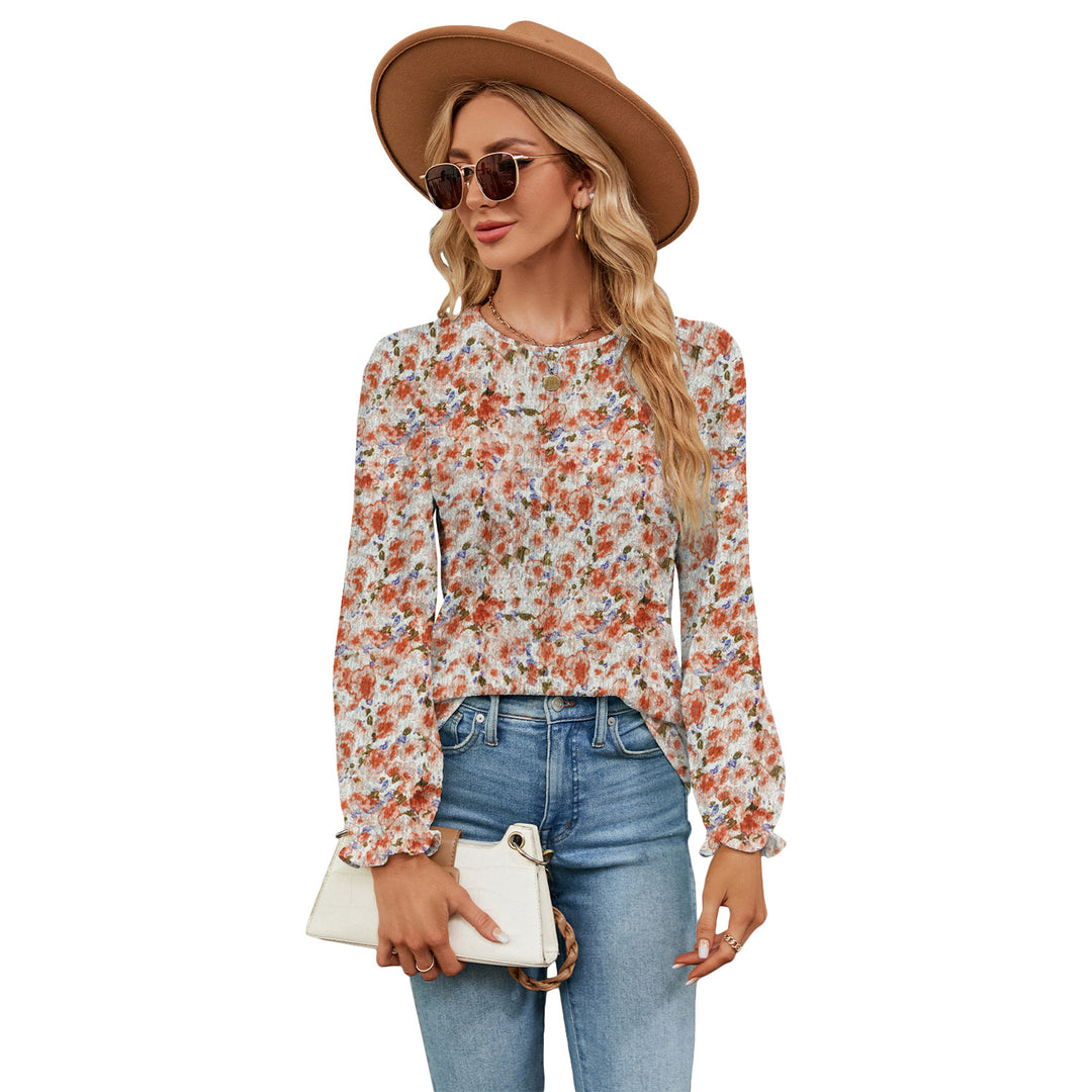 Damer Bluse med floral mønster og luftige ærmer Stilla