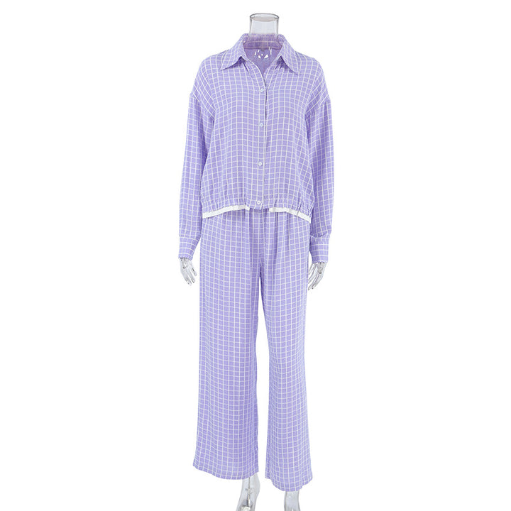 Dame pyjamasæt med komfortabel pasform og moderne ternet mønster Stilla