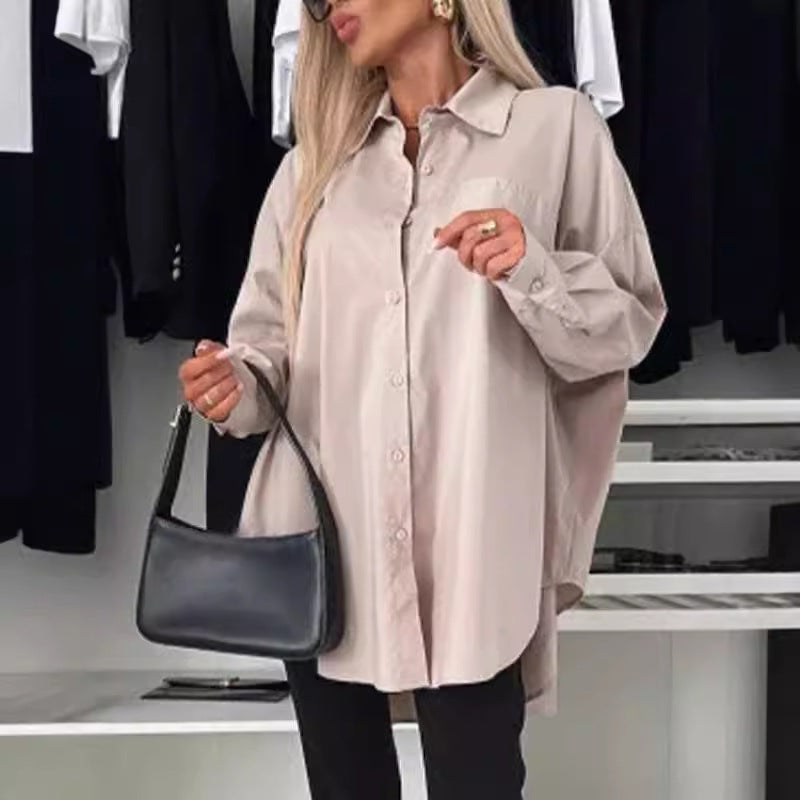 Dame Oversize Bluse med brystlomme Stilla