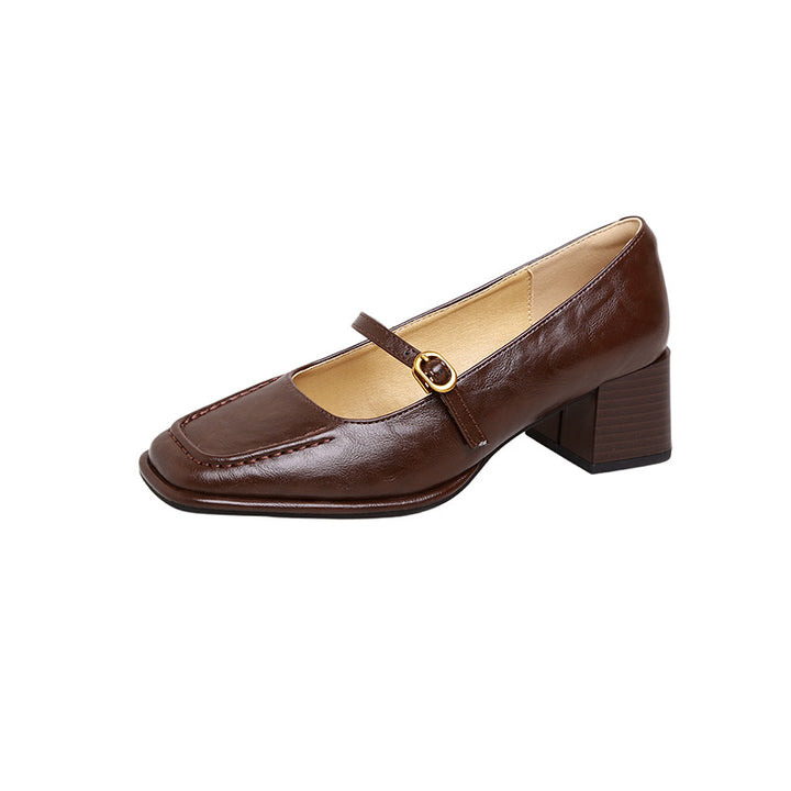 Dame Mary Jane Pumps med elegant blokhæl og moderne rem Stilla