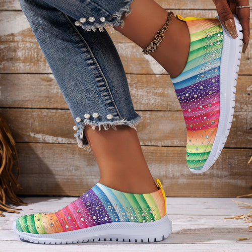 Dame mode sneakers med glimmer-detaljer og elastisk pasform Stilla