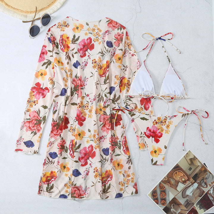 Dame Blomsterprint Kimono og Bikinitøj Stilla
