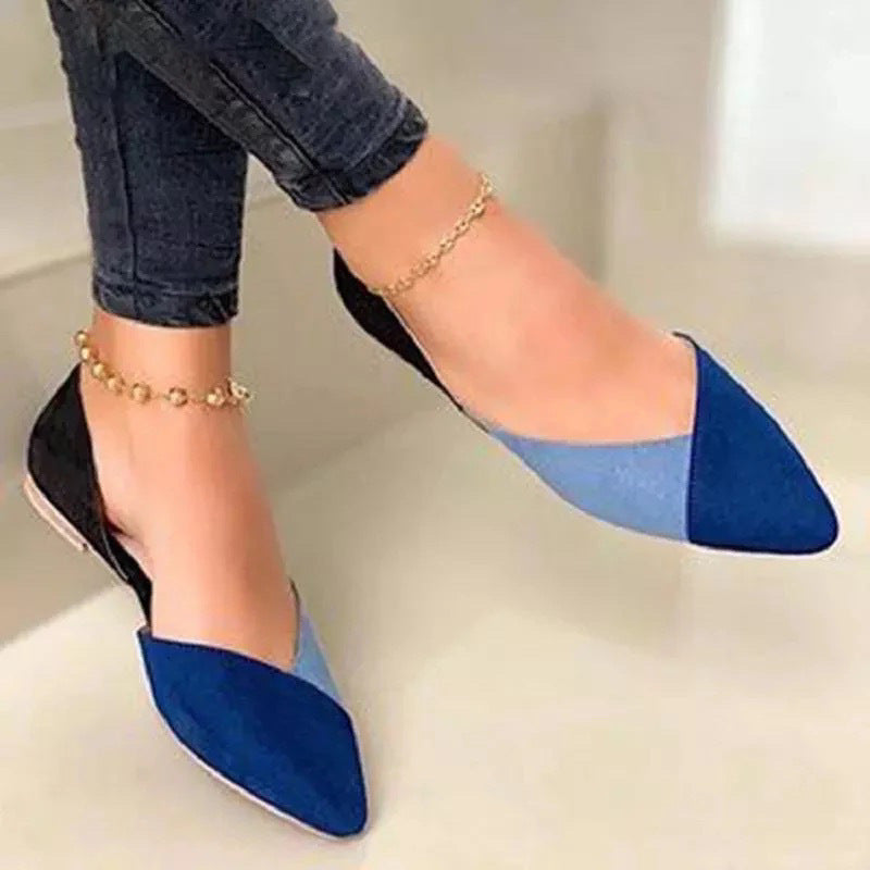 Dame Ballerinas med moderigtige farveblok-design og spids tåområde Stilla