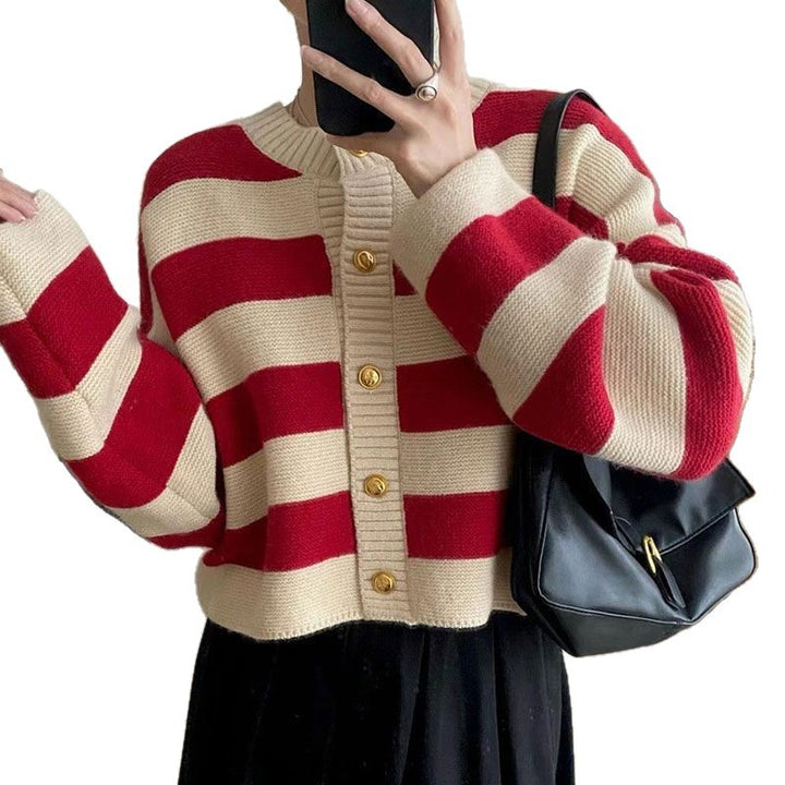 Kvinders fashionable oversized striktrøje med knapper Stilla