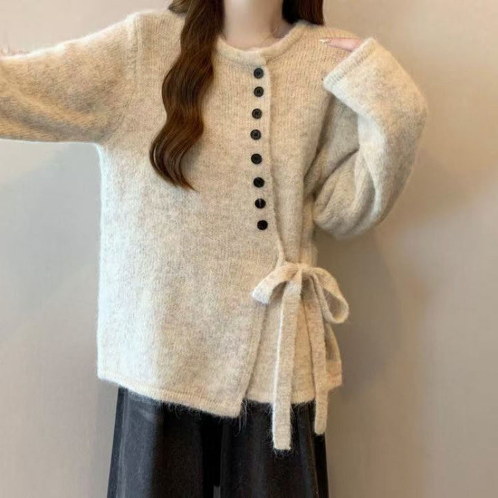 Kvinders stilfulde cardigan med fashionable knapdetaljer og bælte Stilla