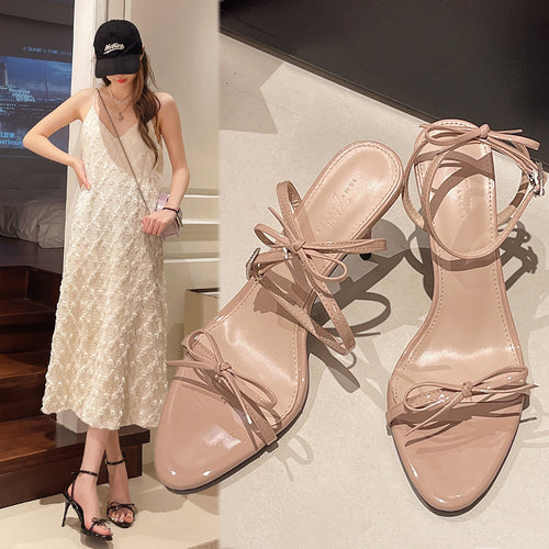 Dame Elegant Strappy Højhælede Sandaler med Sløjfedetalje Stilla