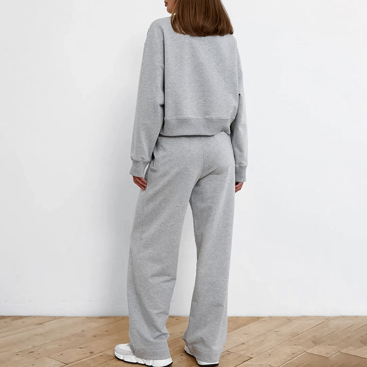 Dame afslappet sæt bestående af cropped sweatshirt og løse joggebukser Stilla