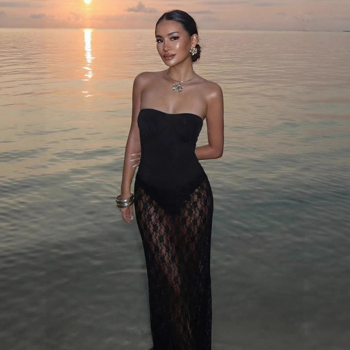 Damen Langarm Kleid Skovae