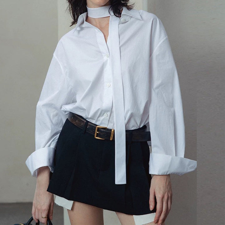 Dame elegant bluse med smart sløjfe og moderne snit Stilla