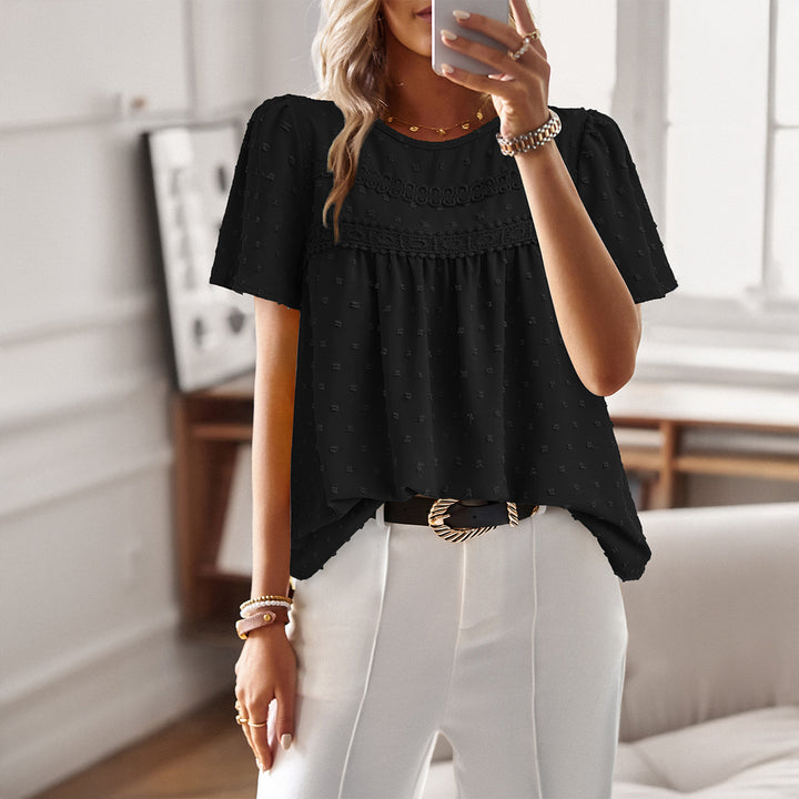 Dame let bluse med fin broderi Stilla