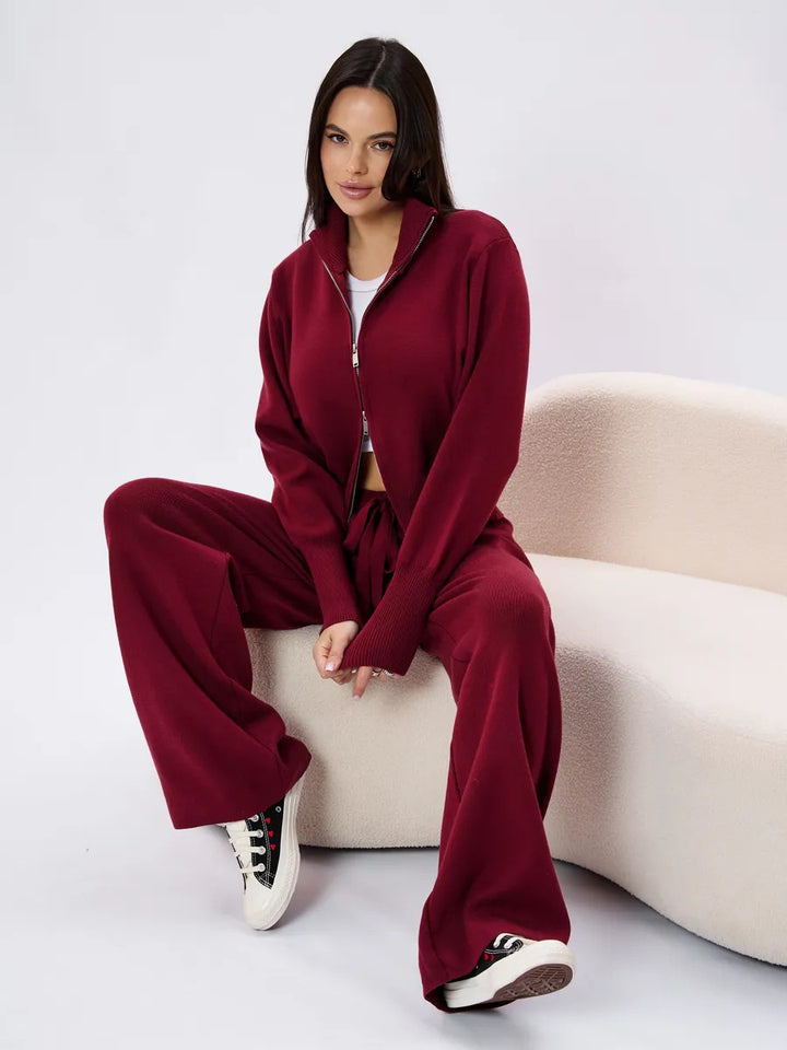 Dame casual fleece træningsdragt med lynlås Skovae