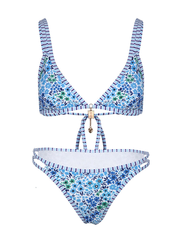 Dame bikini-sæt med blomster mønster og justerbare stropper Skovae