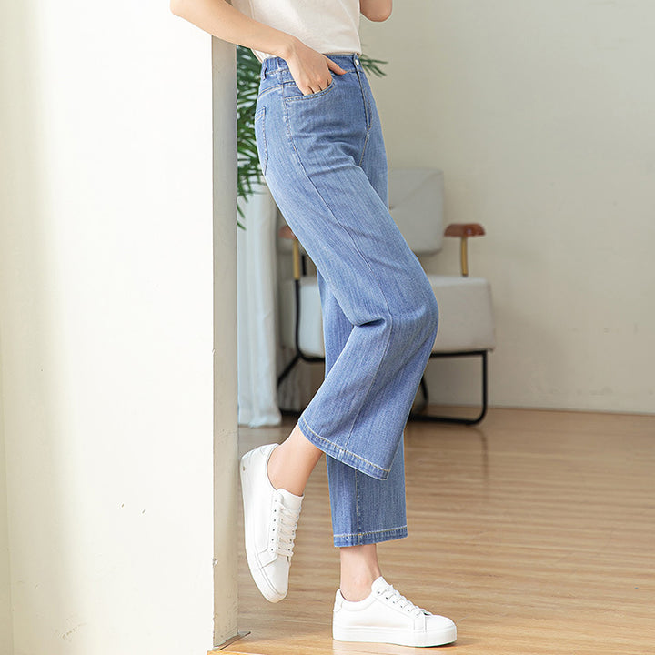 Dame brede denim-bukser i trendy snit Stilla
