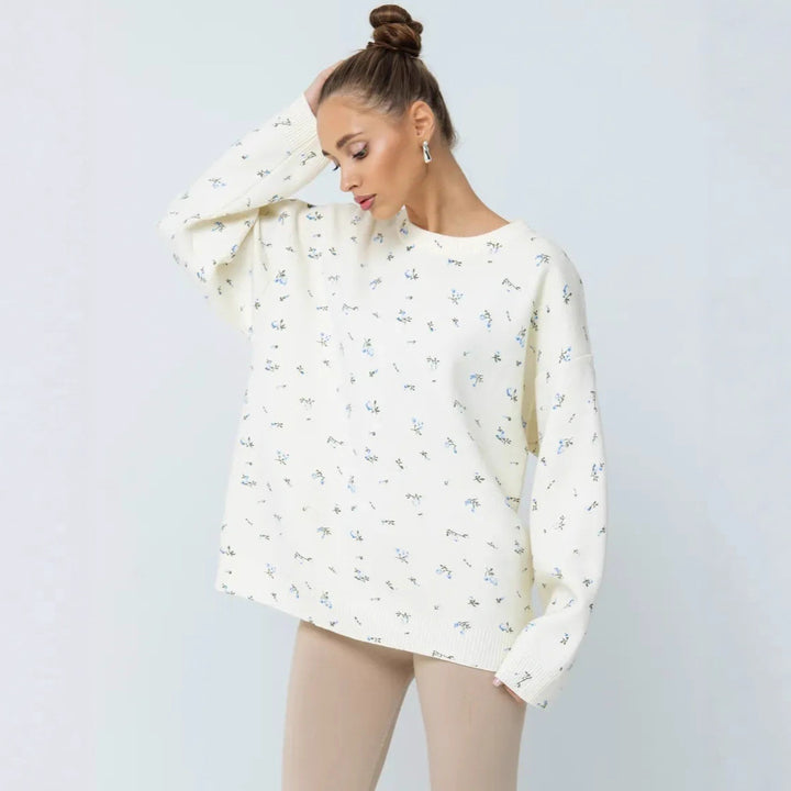 Kvinders casual sweatshirt med blomsterdesign og oversized pasform Stilla