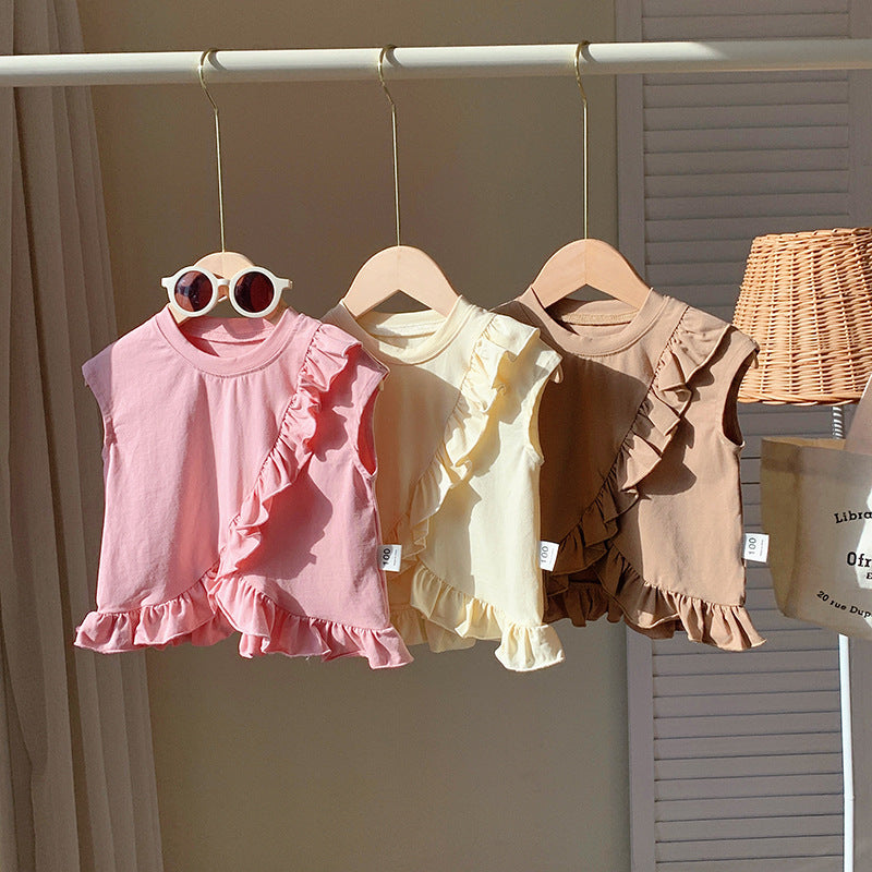 Pige Rynket Asymmetrisk Kant Top Stilla