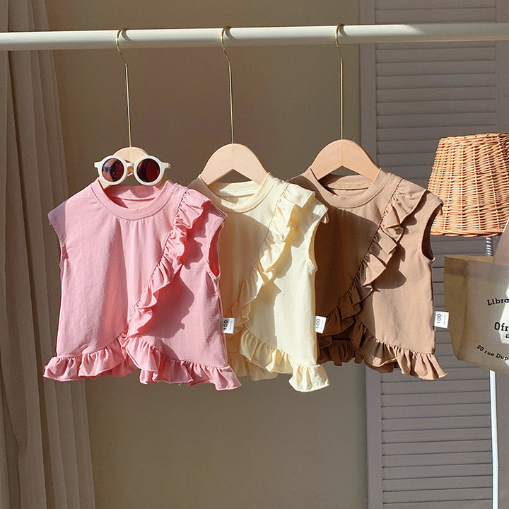 Pige Rynket Asymmetrisk Kant Top Stilla