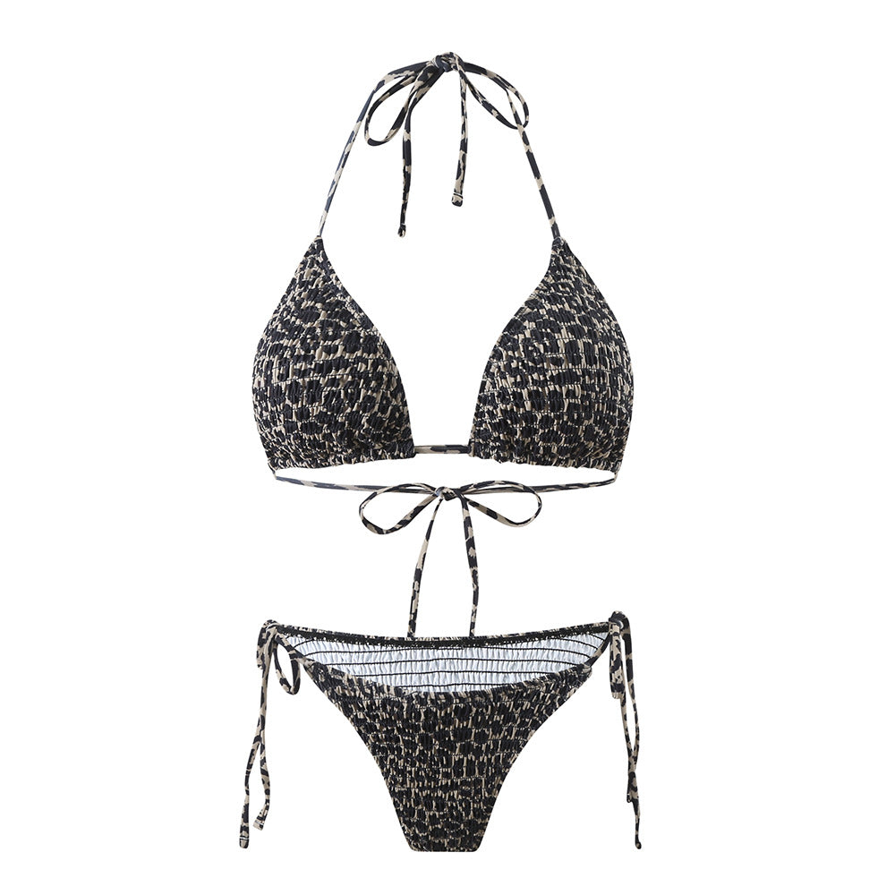 Dame Triangel-Bikini med legesygt leopardprint og justerbare bånd Stilla