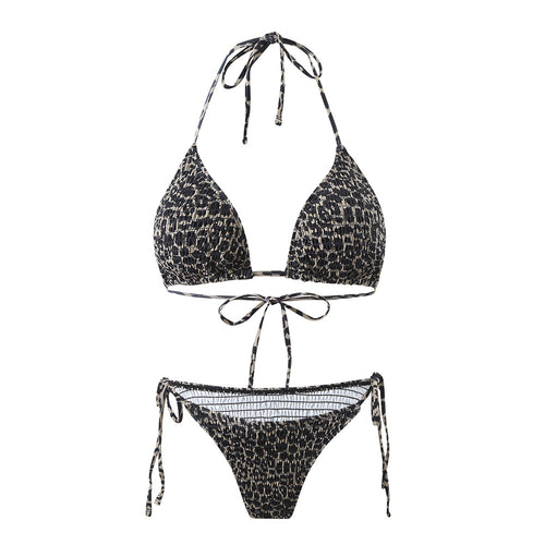 Dame Triangel-Bikini med legesygt leopardprint og justerbare bånd Stilla