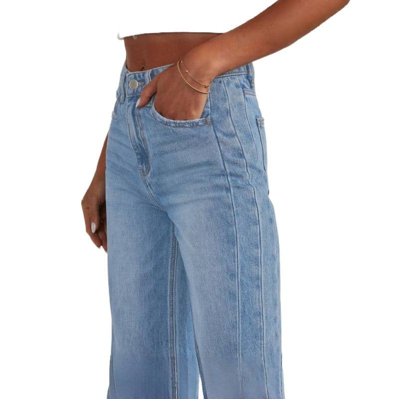 Dame Bredde Denim-Bukser med rå kant og praktiske lommer Skovae