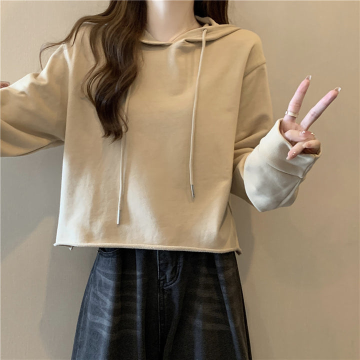 Dame Cropped Hoodie med justerbare snore Stilla