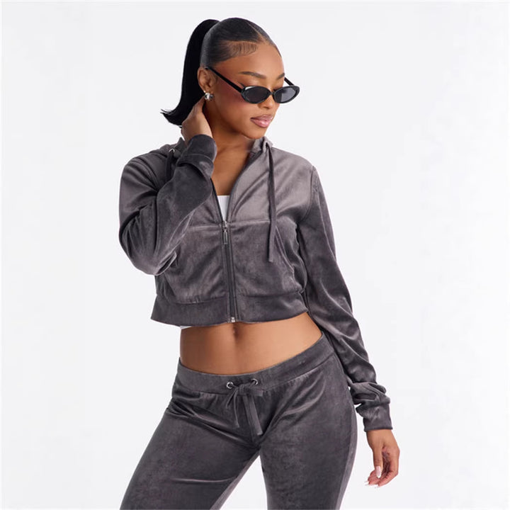 Kvinders cropped hoodie jakke med stilfuld lynlås og praktiske lommer