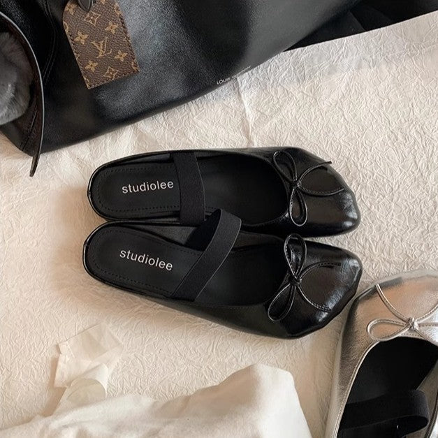 Dame Ballerinas med dekorativ sløjfe accent og komfortabelt struktureret fodseng Stilla