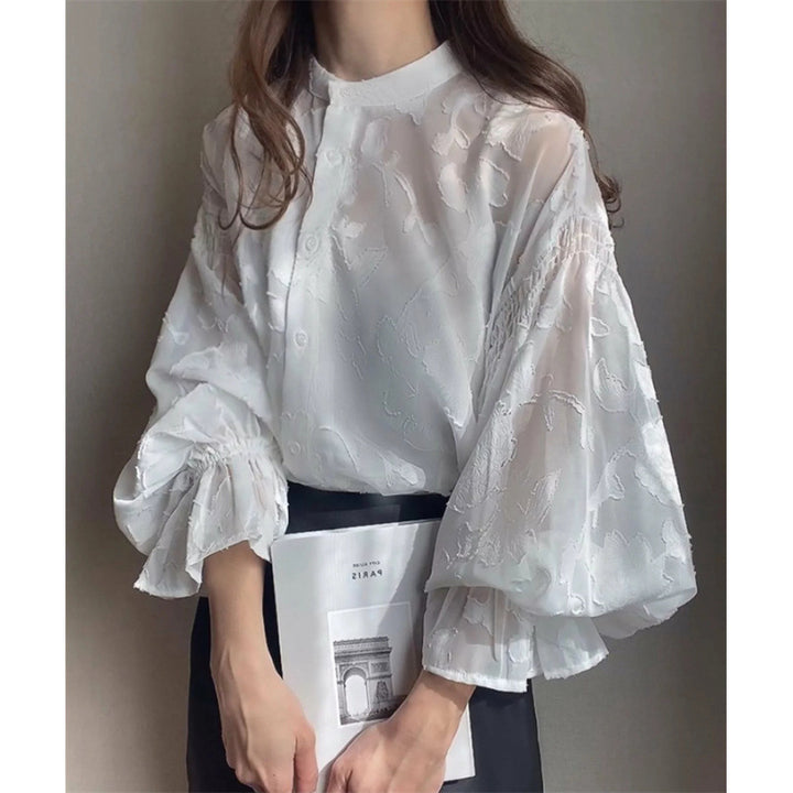 Dame Gennemsigtig Blomster Broderet Bluse Stilla