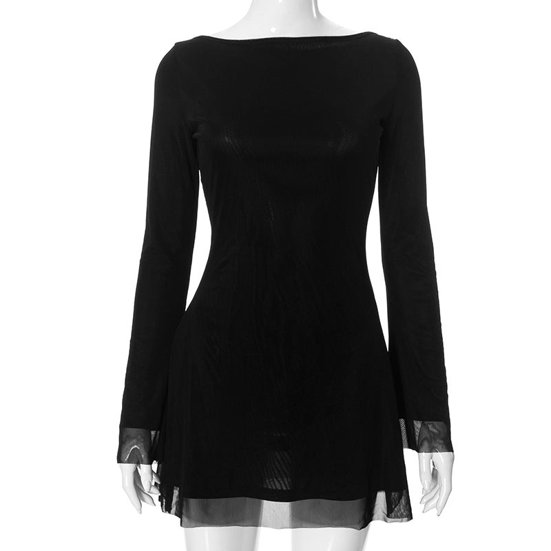 Dame Elegant Langærmet Mini Kjole Stilla