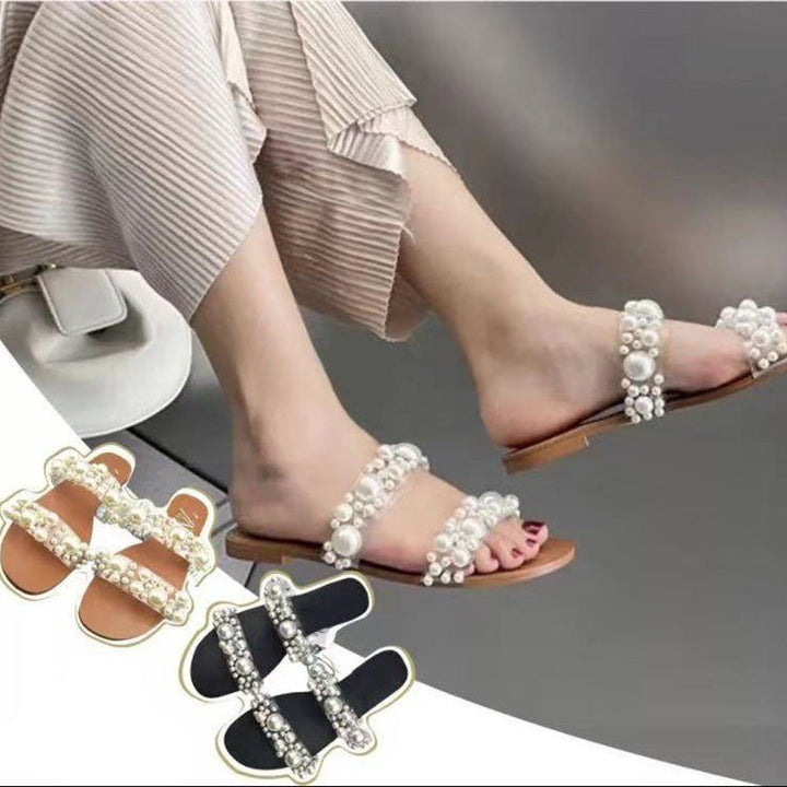 Dame sandaler med elegante perleudsmykningsdetaljer Stilla
