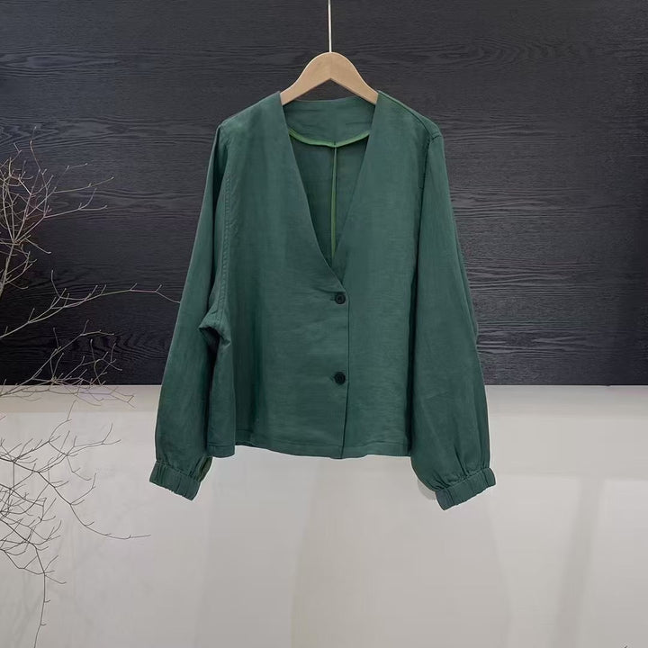 Femme Elegante Linned Omslagskjorte Stilla