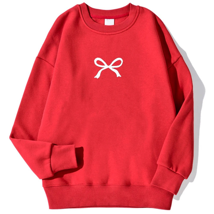 Kvinders hyggelige sweatshirt med fashionable bue motiv Stilla