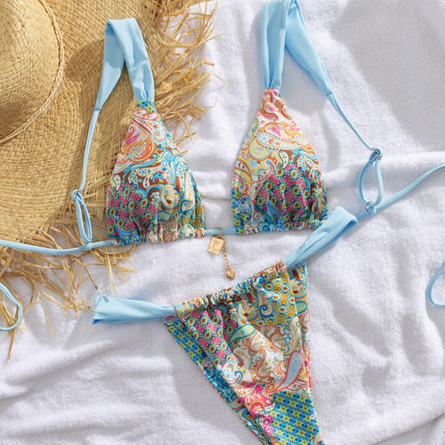 Dame Triangel-Bikini med legende paisley-mønster Skovae