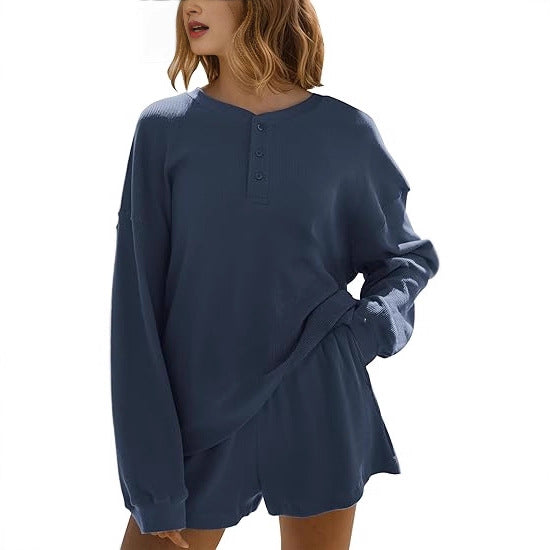 Kvinders afslappede langærmede skjorte sweater med knappedetaljer Stilla