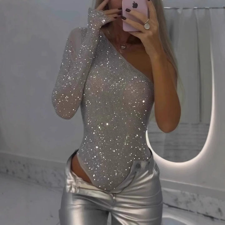 Dame Enside Glitrende Langærmet Top med Figurformet Snit Stilla