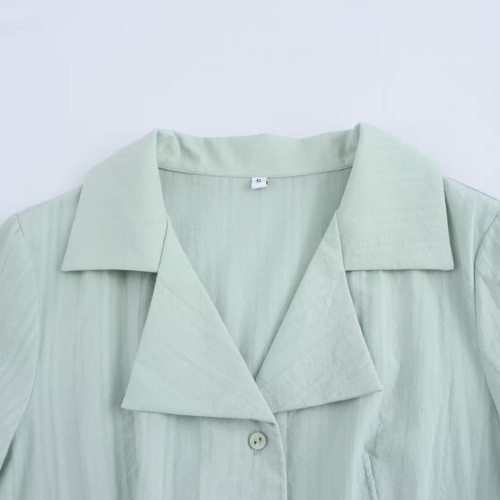 Dame Casual Skjortekjole med elegant Krave og Knapdetaljer Stilla