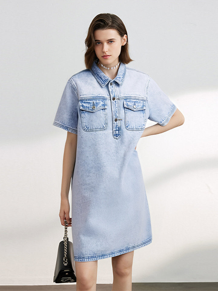 Dame Denim Skjortekjole Stilla