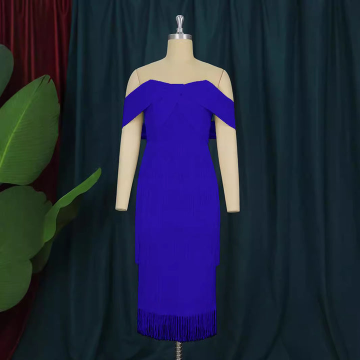 Dame Cut-out Cocktailkjole med frynser Skovae