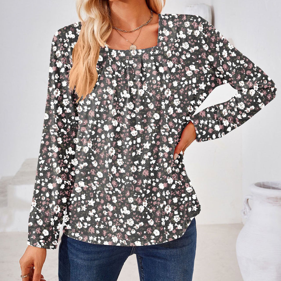Damer bluse med blomster jacquard-mønster og løs pasform Stilla
