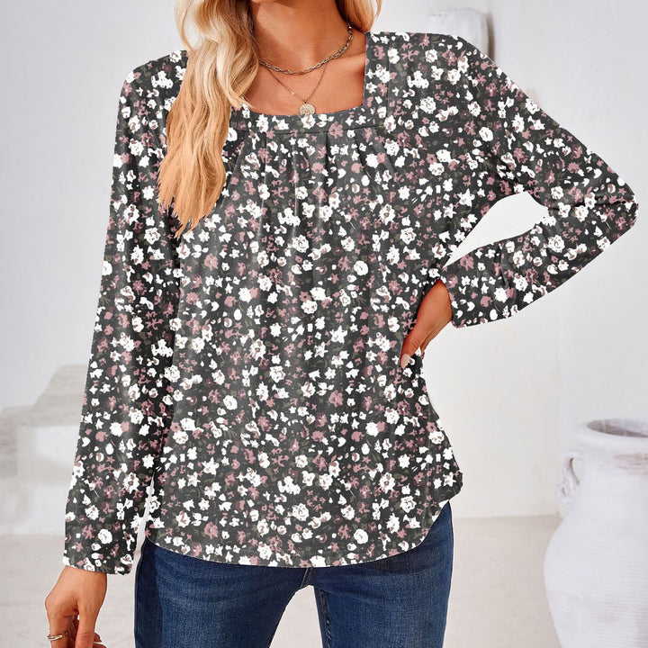 Damer bluse med blomster jacquard-mønster og løs pasform Stilla