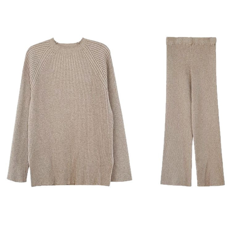Damer Elegant Ribbet Strik Outfit Stilla