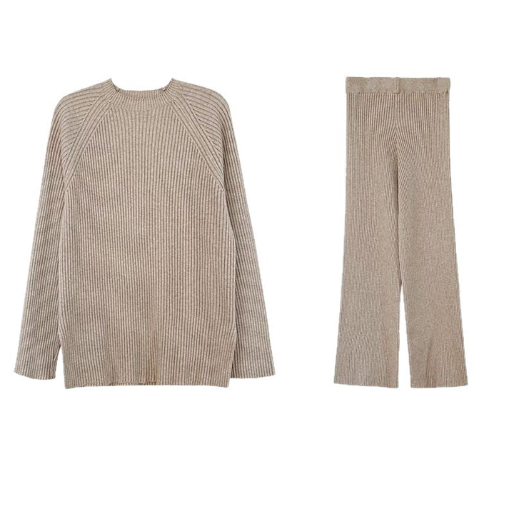 Damer Elegant Ribbet Strik Outfit Stilla