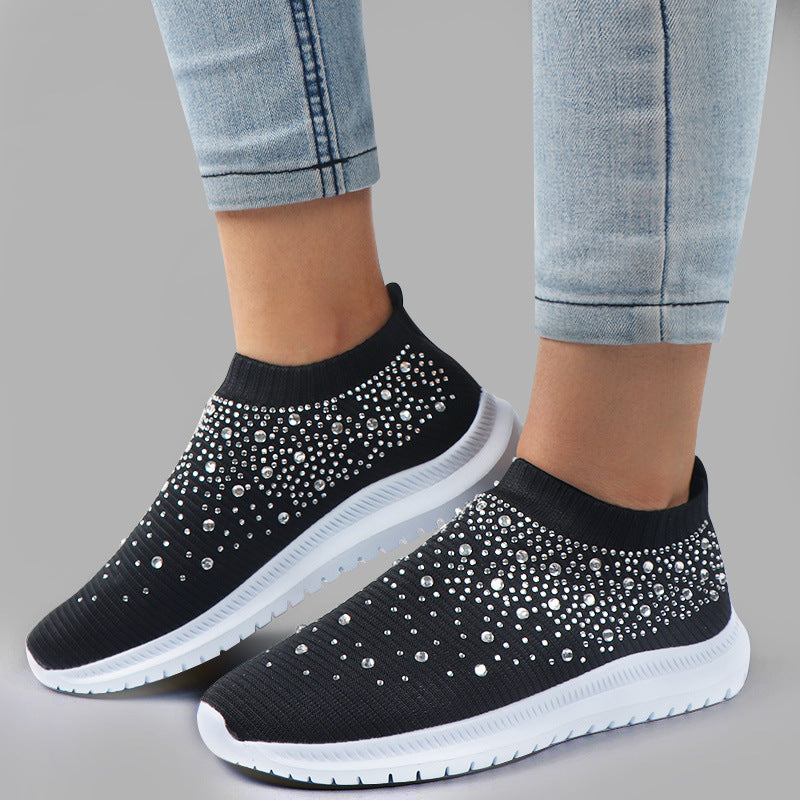 Dame Sneakers med funklende strassudsmykning og elastisk pasform Stilla