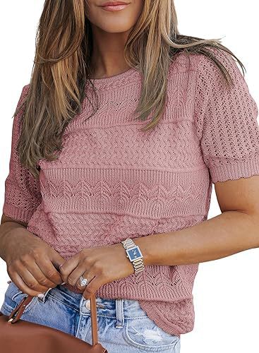 Kvinders strikket top med unikt tekstureret design Stilla