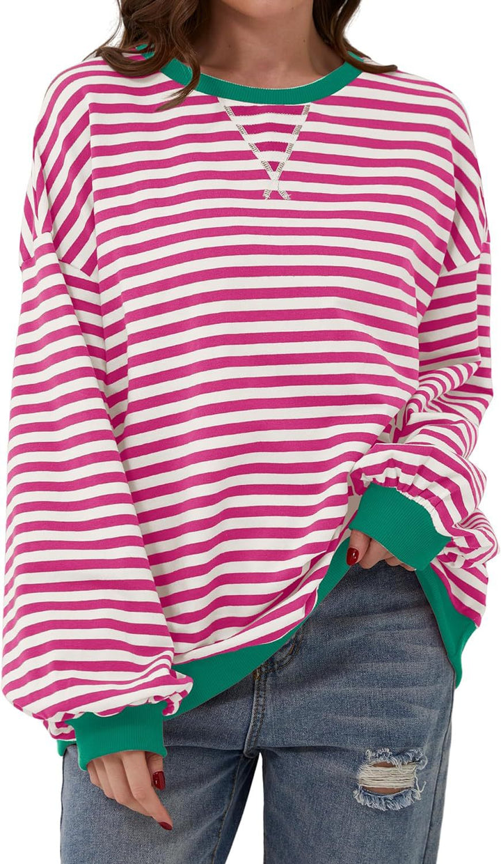 Stilla | Løs Stribet Pullover i Løs Pasform