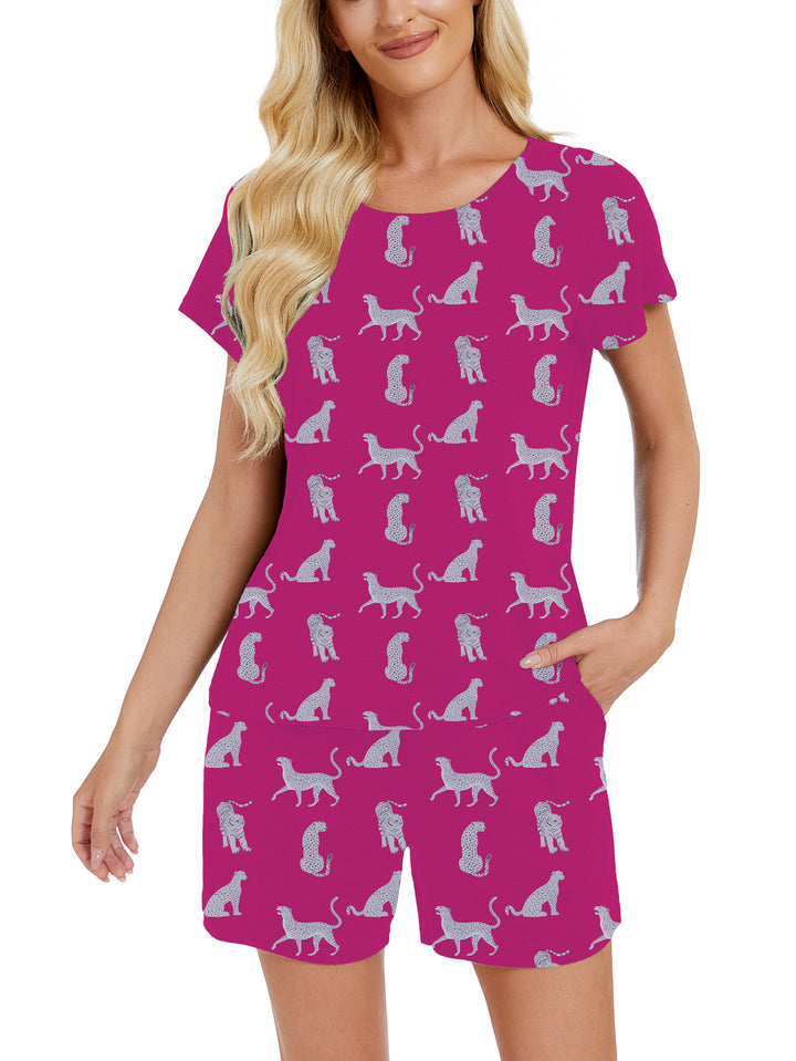 Dame kort overall med kattemotiver Stilla