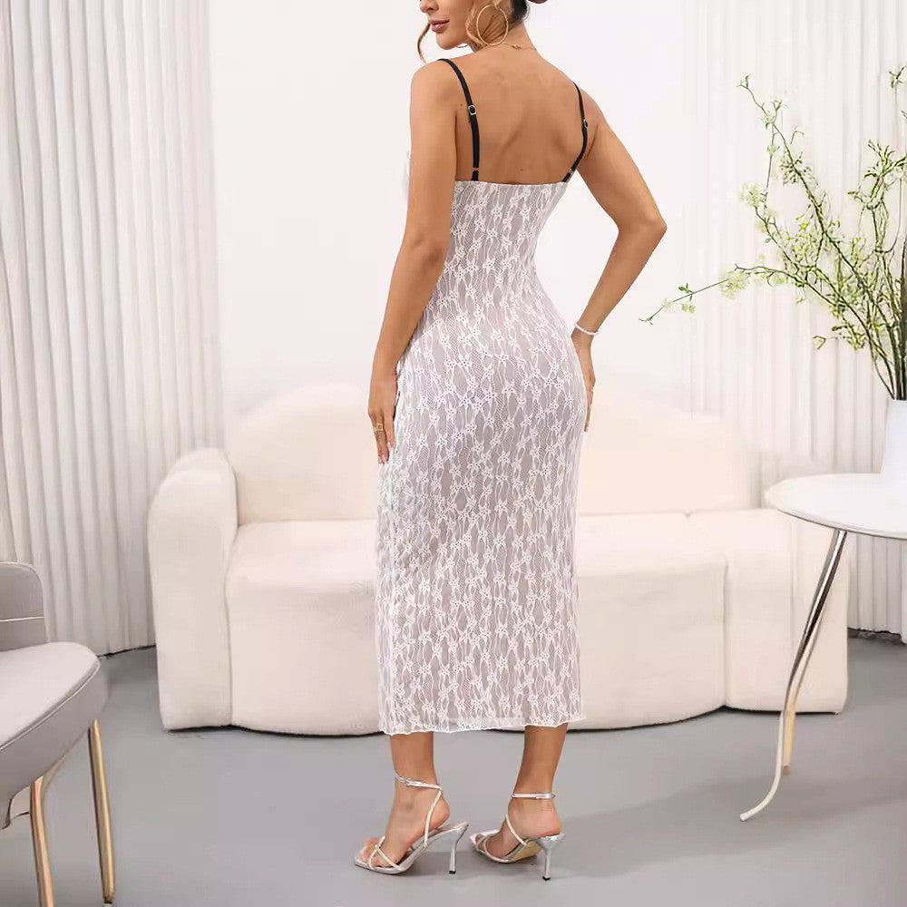 Femme Elegante Spidse Maxi Kjole Stilla