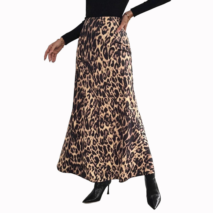 Dame maxiskørt med moderne leopardmønster Skovae