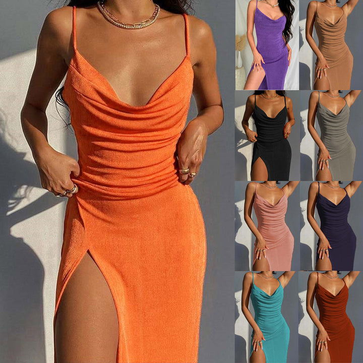 Dame Cowl Neck Raffung Slip Dress Stilla